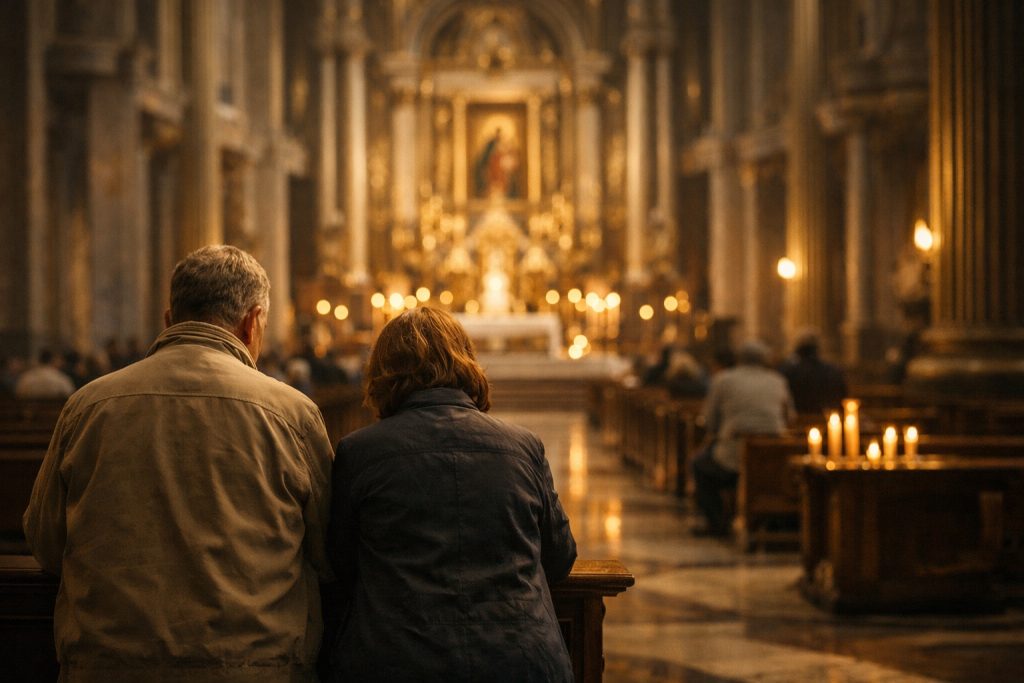 One day in Poland - couple in Church