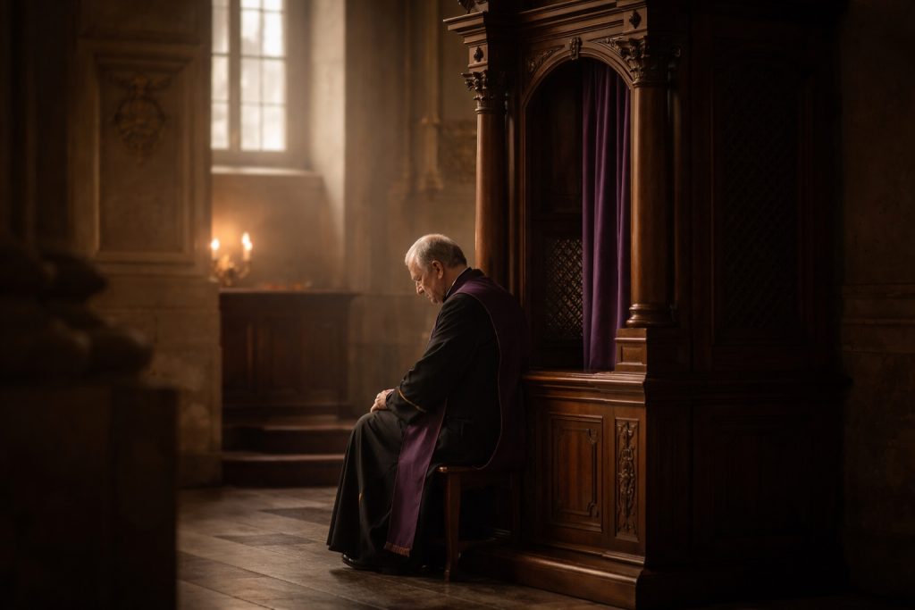 One day in Poland - Priest in Church